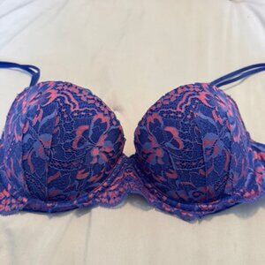 Victoria Secret Hot Pink and Blue Push-Up Bra